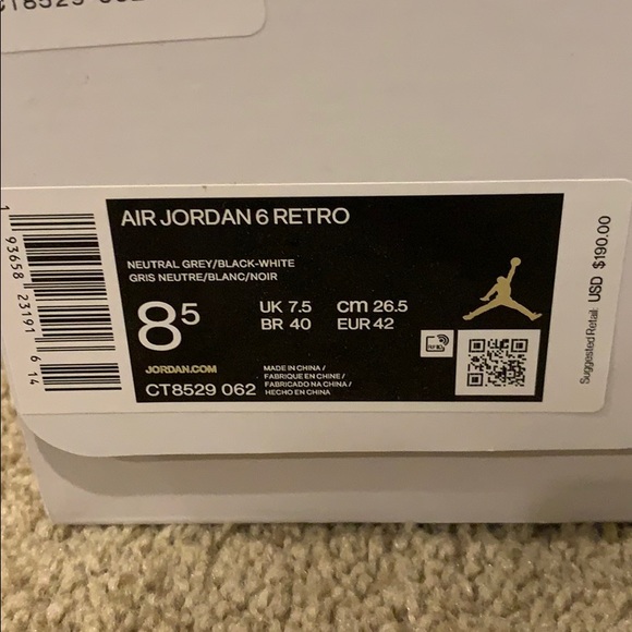 *NEW* Air Jordan Retro 6 “Hare” - Picture 6 of 9